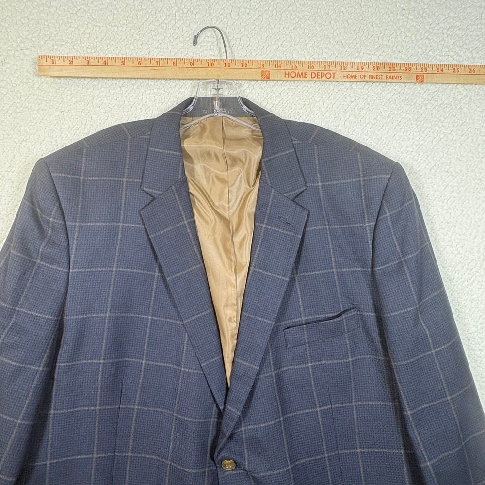 Haggar Mens 50R Classic Fit Navy Blue Windowpane Plaid Blazer HJ10312-412 - Picture 10 of 13